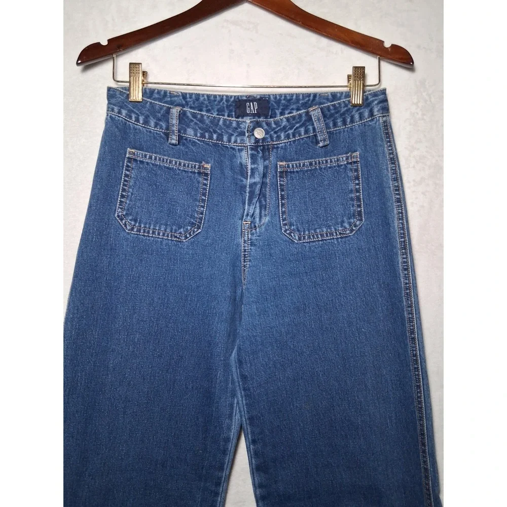 GAP Loose Mid Rise Relaxed Wide Straight Leg Sz 16 Denim Jeans Patch Pockets Y2K